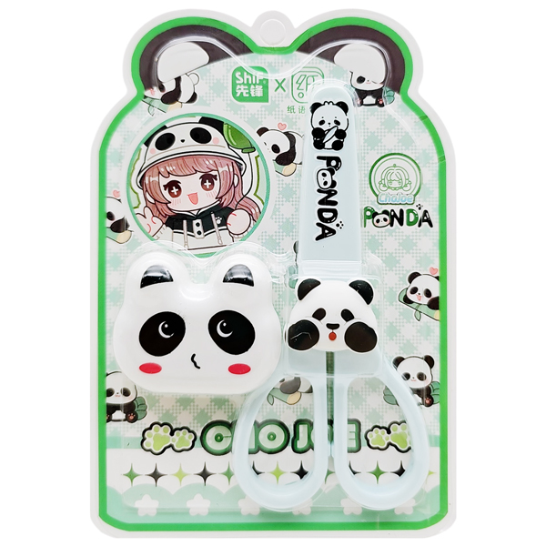 Bộ Kéo Và Dao Rọc Giấy Panda - ShiF 1261 - Màu Xanh Lá