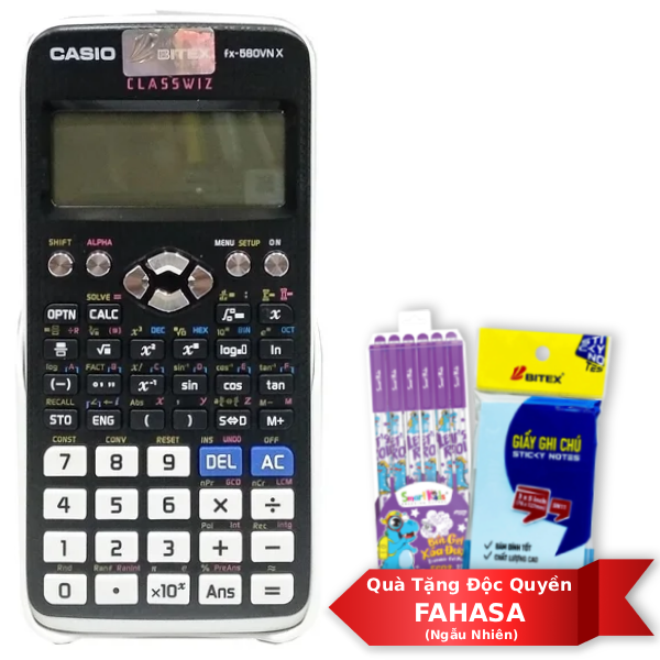 Máy Tính Casio fx-580VN X - Màu Đen - Kèm Quà VPP Độc Quyền 50 Năm Fahasa