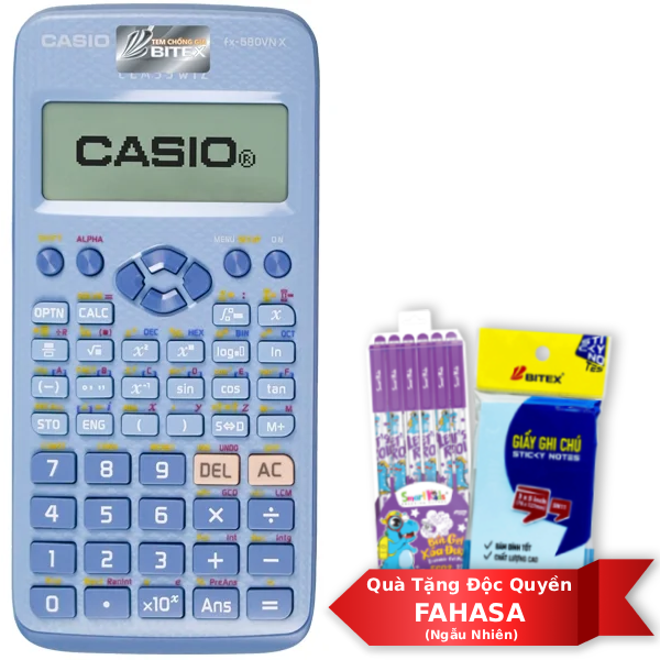 Máy Tính Casio fx-580VN X-BU - Màu Xanh - Kèm Quà VPP Độc Quyền 50 Năm Fahasa