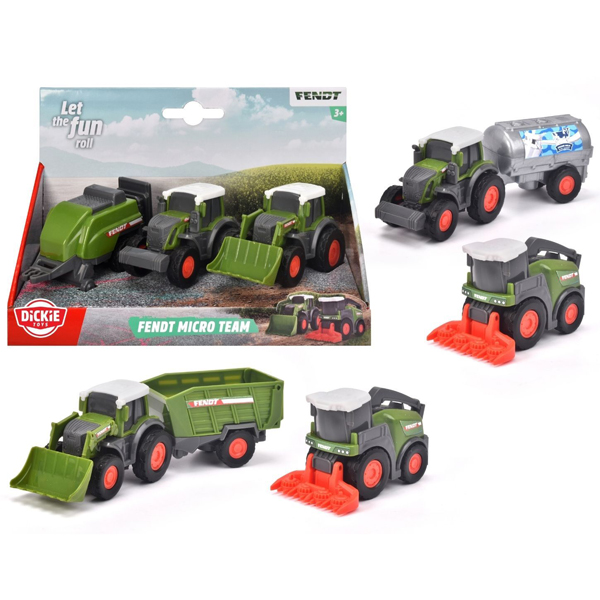 Bộ 3 Đồ Chơi Mô Hình Xe Nông Trại Fendt Micro Team - Dickie Toys 203732001
