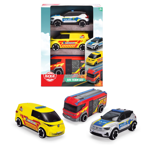 Bộ 3 Đồ Chơi Mô Hình Xe Cứu Hộ SOS Team - Dickie Toys 203712028038