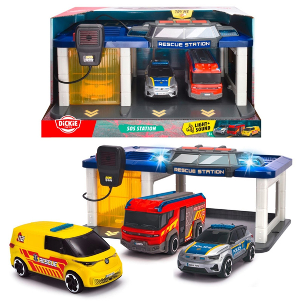 Bộ 3 Đồ Chơi Mô Hình Trạm Cứu Hộ Kèm Bộ Đàm S.O.S Station - Dickie Toys 203712028
