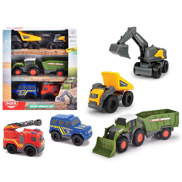 Bộ 5 Đồ Chơi Mô Hình Xe Đường Phố Micro City Team - Dickie Toys 203742016