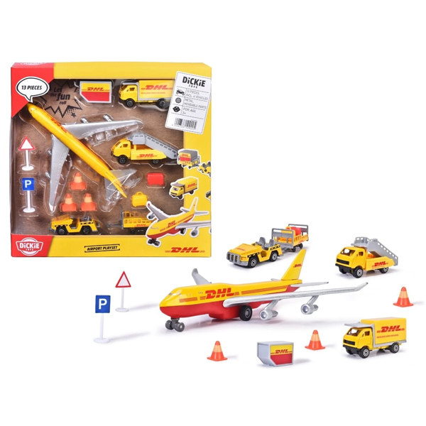 Đồ Chơi Dịch Vụ Sân Bay DHL Airport Playset - Dickie Toys 203743018 (13 Chi Tiết)