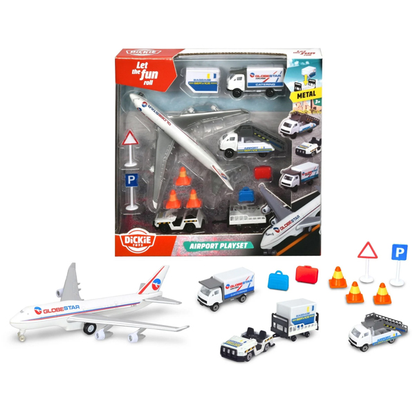 Đồ Chơi Dịch Vụ Sân Bay Airport Playset - Dickie Toys 203743001 (13 Chi Tiết)