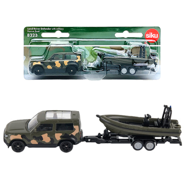Đồ Chơi Mô Hình Xe Land Rover Defender Chở Thuyền - Siku 8323