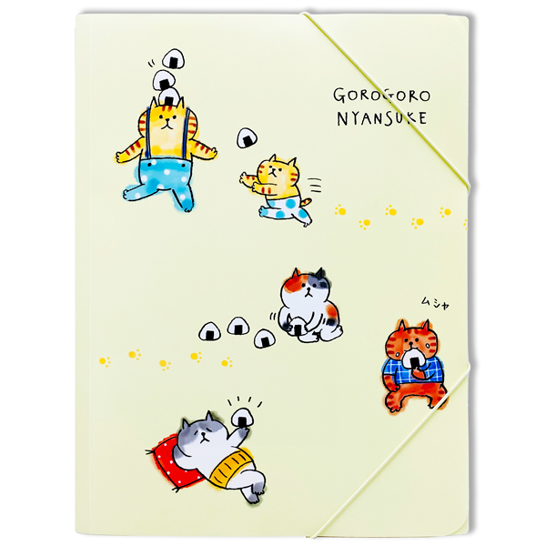 Bìa Kẹp Tài Liệu Gorogoro Nyansuke A4 Dây Cài Bo Góc - Sworld DC2300 - Yellow
