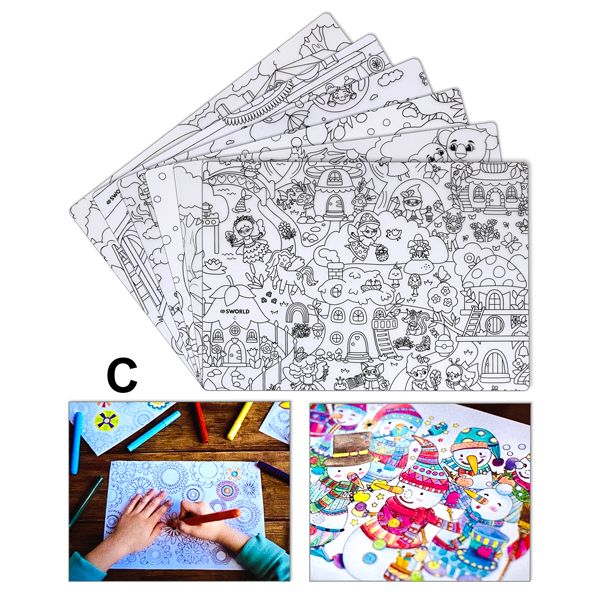 Bộ 6 Tranh Tô Màu A4 - Sworld ST6366-C - Wonderful Ideas & Adventures