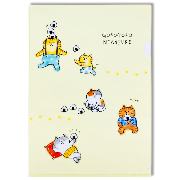 Bìa Lá Đựng Tài Liệu Hở Góc GoroGoro Nyansuke A4 - Sworld A4CF1269 - Onigiri