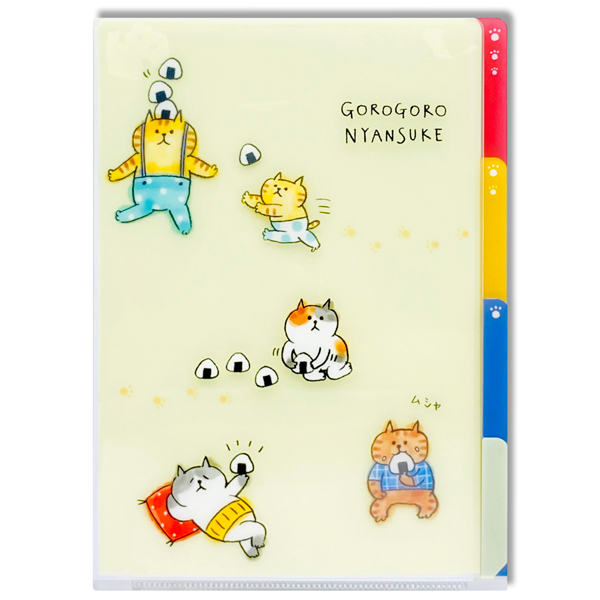 Bìa Lá Đựng Tài Liệu Chia Ngăn Gorogoro Nyansuke A5 - Sworld CF1268 - Màu Vàng
