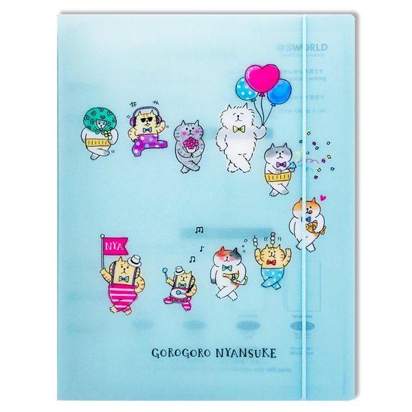 Sổ Bìa Còng Gorogoro Nyansuke 6 Lỗ A5 - Sworld CF1271 - Blue