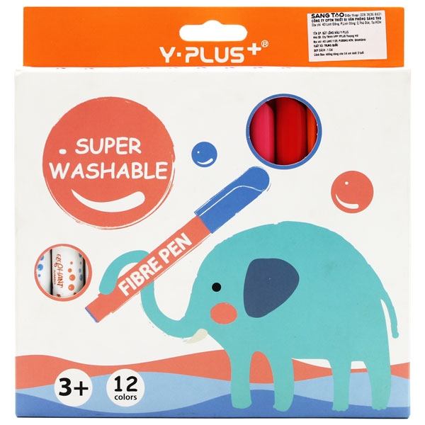 Hộp Bút Lông 12 Màu Elephant Jumbo - YPLUS+ - FP200100