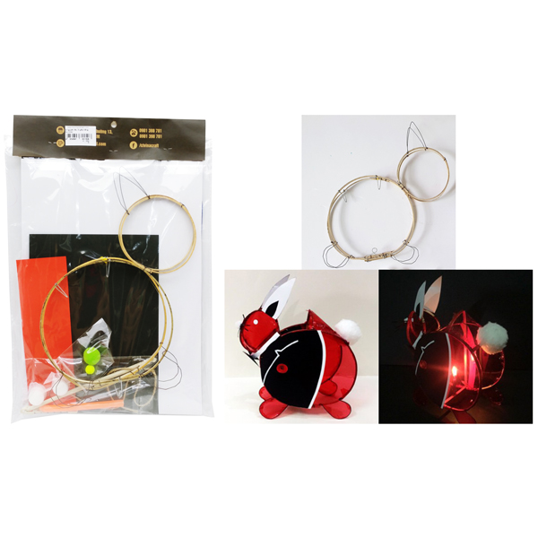 Bộ Nguyên Liệu Làm Lồng Đèn Giấy Kiếng Hình Thú Vinacraft - Thỏ Mặc Vest (Giấy Kiếng Màu Ngẫu Nhiên)
