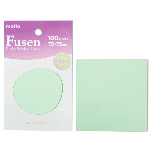 Giấy Note Fusen - 75 x 75 mm 100 tờ - Motto CYPS75-GR - Màu Xanh Lá (100 Tờ)
