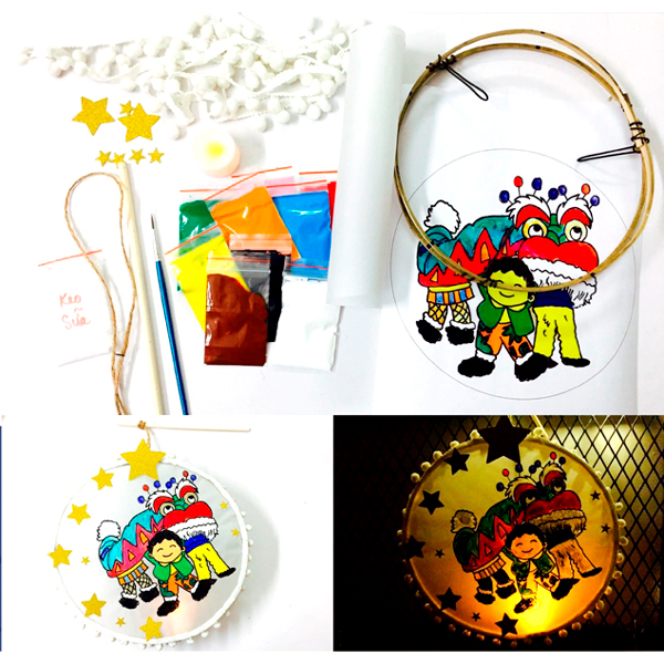 Bộ Nguyên Liệu Làm Lồng Đèn Trống 20 cm Vinacraft - Ba Bé Múa Lân