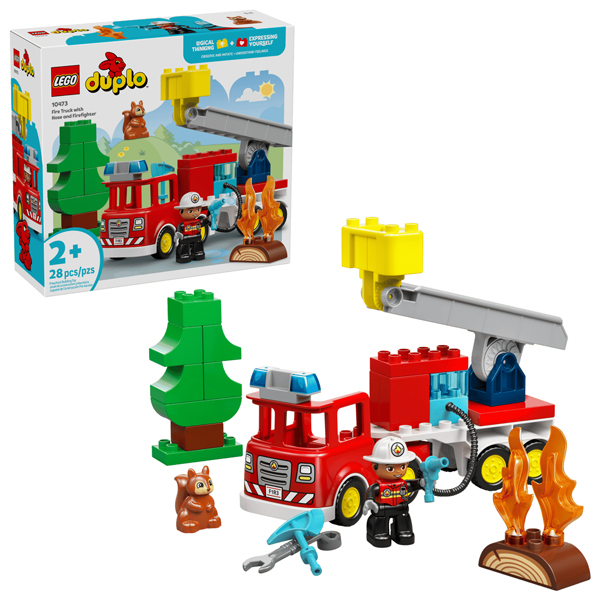 Đồ Chơi Lắp Ráp Xe Cứu Hỏa Kèm Vòi Phun Nước Và Lính Cứu Hỏa - Lego Duplo 10473 (28 Mảnh Ghép)