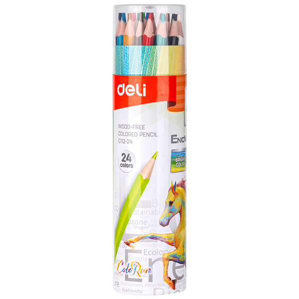 Hộp Tròn 24 Bút Chì Màu Deli EC112-24