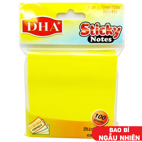 Giấy Note 76 x 76 mm - DHA DH-9703 - Màu Vàng (100 Tờ) (Bao Bì Giao Ngẫu Nhiên)