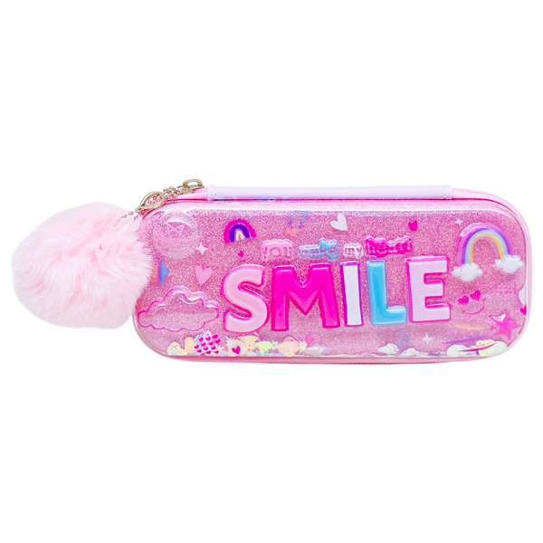 Bóp Viết Kim Tuyến Smile Lông Mềm - Yescholar 9423 - Màu Hồng