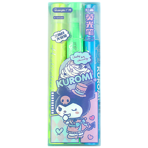 Vỉ 3 Bút Nhớ Dòng Lông Mềm - GuangBo KT84589 - Kuromi