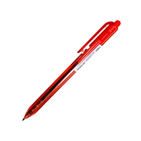 Bút Bi Bấm Ngòi Đạn 0.5 mm - Deli Q105-RD - Mực Đỏ