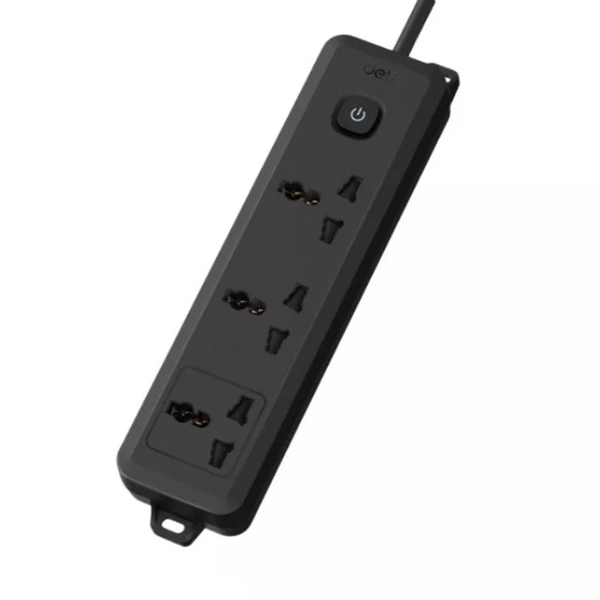 Ổ Cắm Điện 3 Ổ Cắm Dây 3m - Deli CT701-DE-01 - Màu Đen