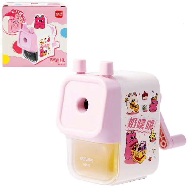 Gọt Bút Chì Quay Tay Lỗ Lớn Đa Năng - Deli 0643S-HO - Màu Hồng