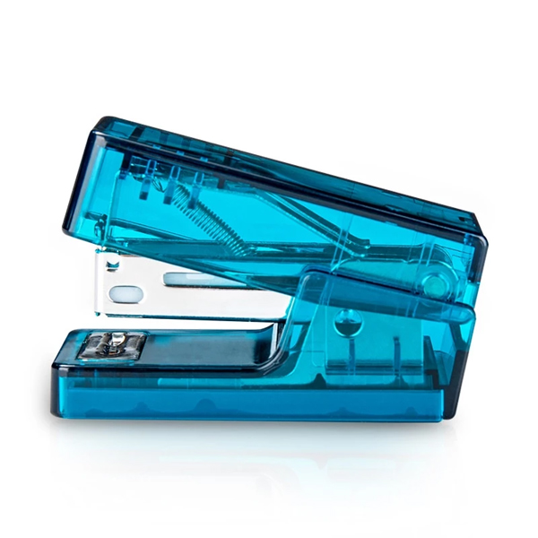 Dập Ghim Mini 12 Trang - Kèm 1 Hộp Ghim Nusign Loại 24/6 - Deli NS083F - Màu Xanh Dương
