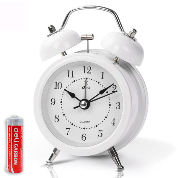 Đồng Hồ Báo Thức - Deli 9024 - Màu Trắng