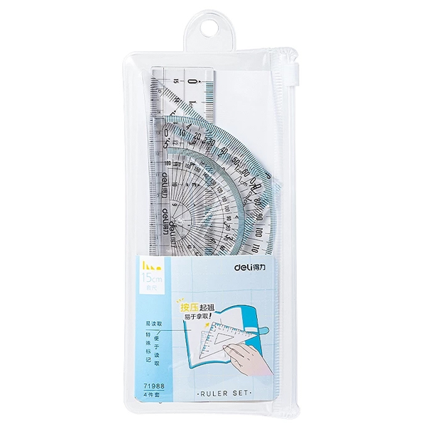 Bộ 4 Dụng Cụ Eke Học Sinh - Deli 71988-KM-01 (Mẫu Màu Giao Ngẫu Nhiên)