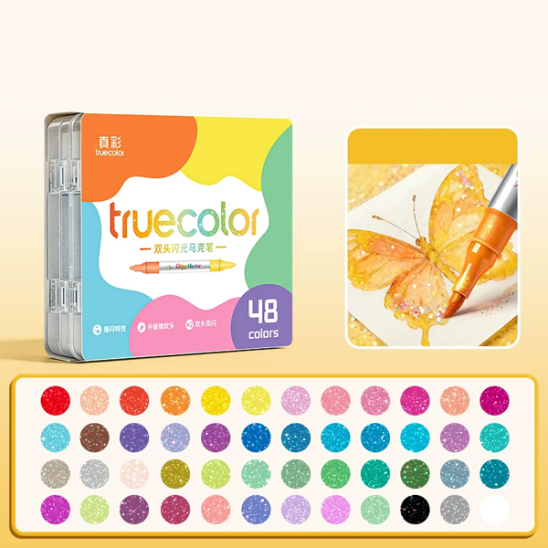 Hộp 48 Bút Lông Màu Kim Tuyến 2 Đầu - Truecolor ZCW-6998-48