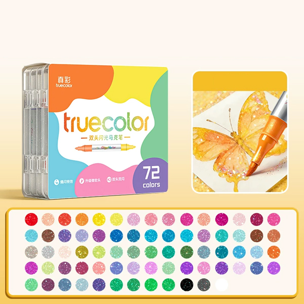 Hộp 72 Bút Lông Màu Kim Tuyến 2 Đầu - Truecolor ZCW-6998-72