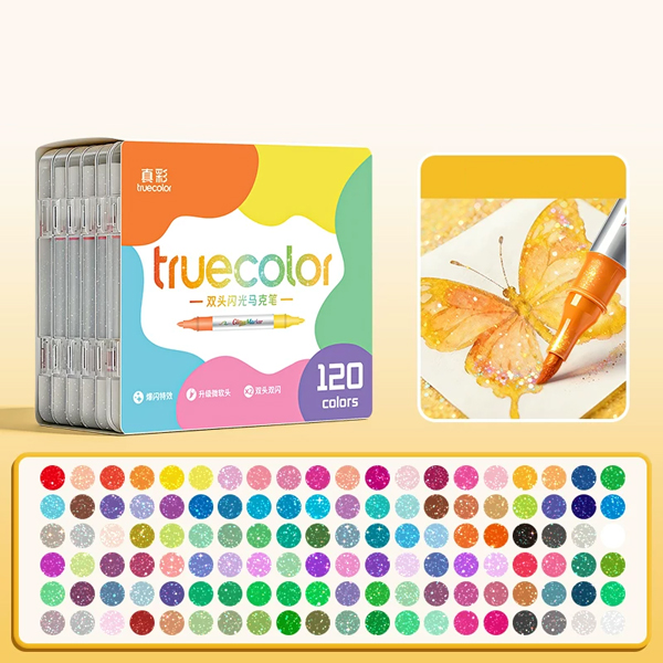 Hộp 120 Bút Lông Màu Kim Tuyến 2 Đầu - Truecolor ZCW-6998-120