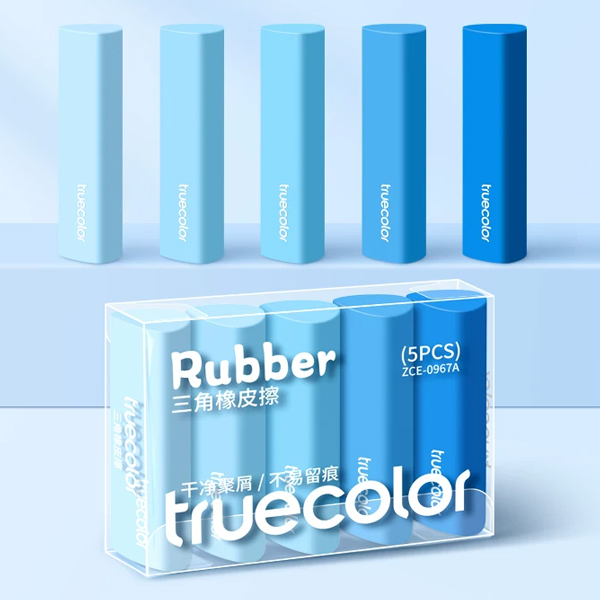 Bộ 5 Gôm Tam Giác - Truecolor ZCE-0967B - Màu Xanh Dương