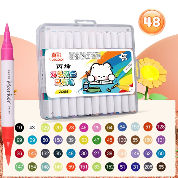 Hộp 48 Bút Lông Màu Acrylic 2 Đầu - Truecolor ZC606-48