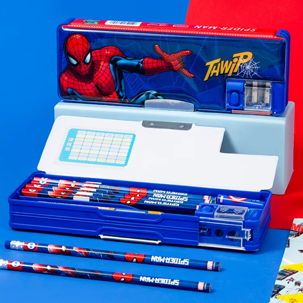 Hộp Bút Kèm Chuốt Chì Spider-Man - Ume A88006-A1X - Màu Xanh