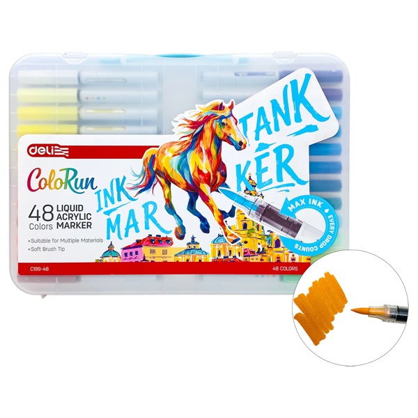 Hộp 48 Bút Acrylic Marker Mực Lỏng - Deli EC199-48