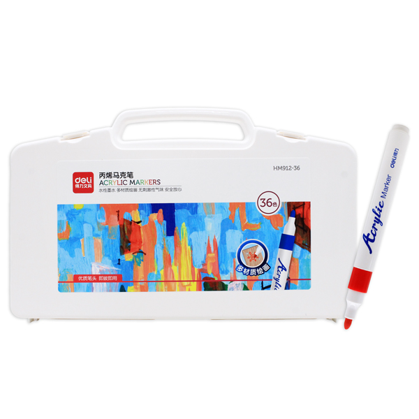 Hộp 36 Bút Màu Acrylic Marker 1 Đầu - Deli HM912-36