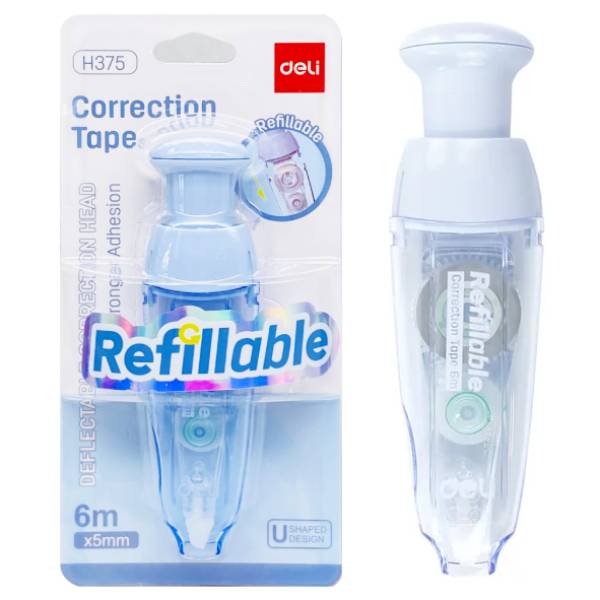 Bút Xóa Kéo Thay Lõi - 5mm x 6m - Deli EH375 - Màu Xanh Dương
