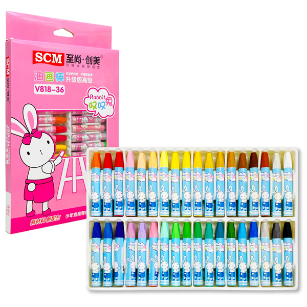 Bút Sáp Dầu 36 Màu SMC V818-36 - Bao Bì Màu Hồng