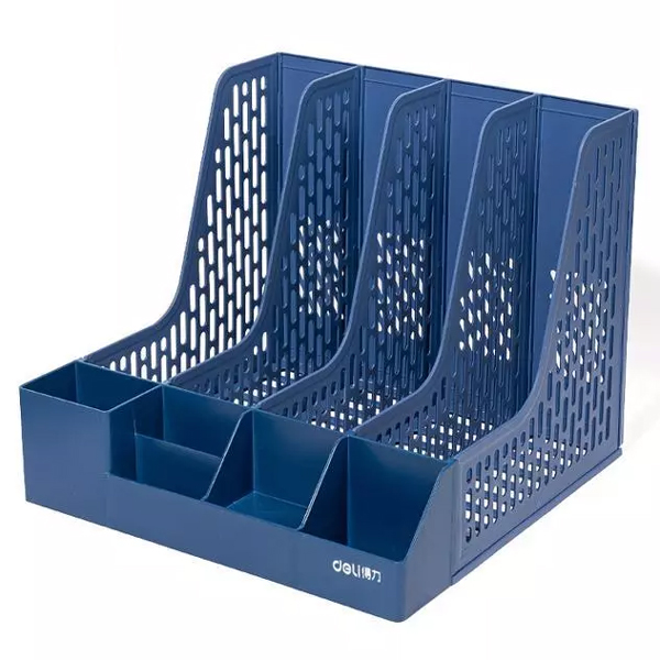 Kệ Đựng Tài Liệu 4 Ngăn - Deli 9844BES-XD-01 - Màu Xanh Dương
