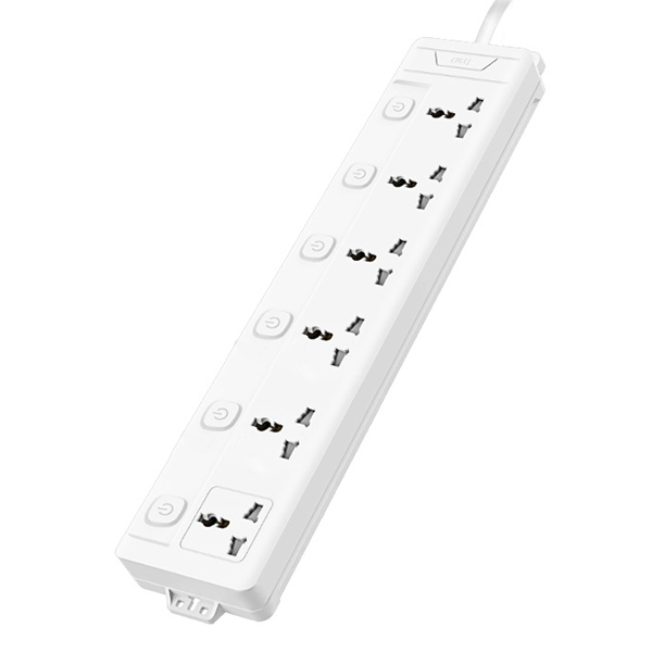 Ổ Cắm Điện 6 Ổ Cắm Có Công Tắc Dây 2m -Deli ET423-KM-01 - Màu Trắng
