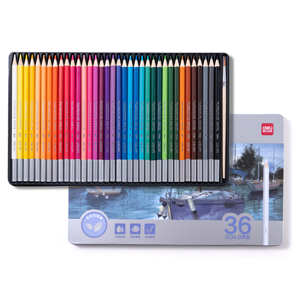 Hộp 36 Bút Chì Màu Nước - Hộp Thiếc - Deli HM451-36
