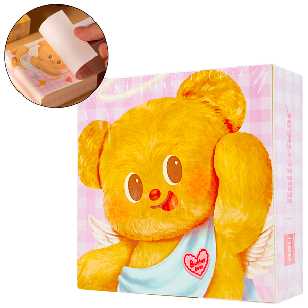 Giấy Note Viên Gạch Gấu Bơ - 75 x 75 mm - Deli HY222 (249 Tờ) - Màu Hồng