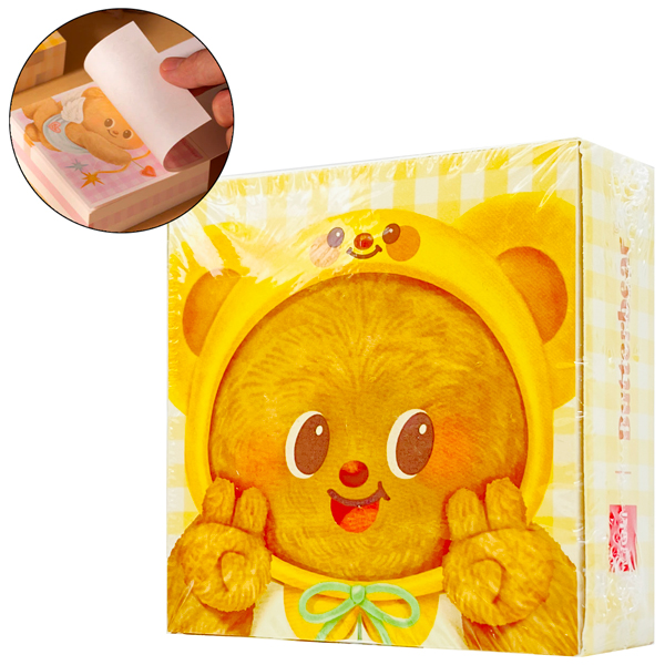 Giấy Note Viên Gạch Gấu Bơ - 75 x 75 mm - Deli HY222 (249 Tờ) - Màu Vàng