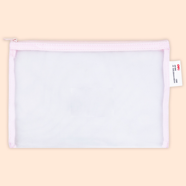 Túi Lưới Đựng Tài Liệu Khóa Kéo - Deli EF283 - Màu Hồng