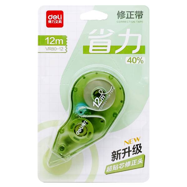 Bút Xóa Kéo Trợ Lực - 5mm x 12m - Deli VR80-12 - Màu Xanh Lá