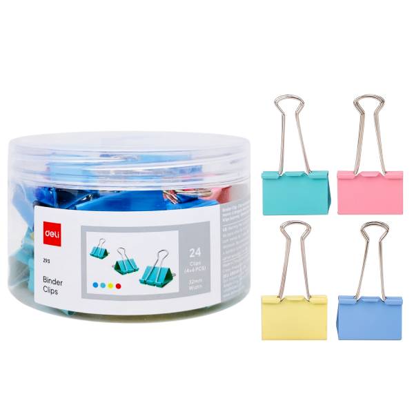 Hộp 24 Kẹp Bướm 4 Màu 32mm - Deli Z93