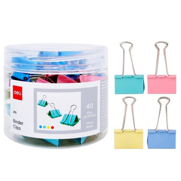 Hộp 40 Kẹp Bướm 4 Màu 19mm - Deli Z95