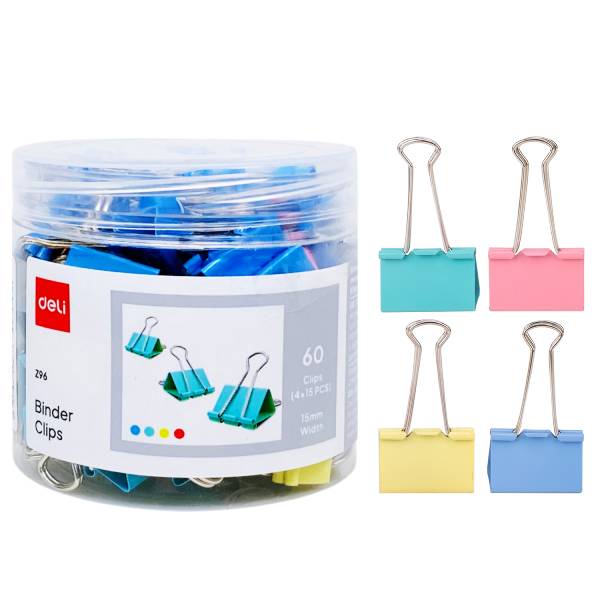 Hộp 60 Kẹp Bướm 4 Màu 15mm - Deli Z96
